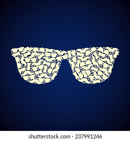 pattern hipster glasses, monochrome, vector format