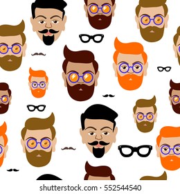 Pattern of hipster men on a white background with text
