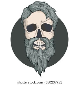 Pattern with hipster skull. Vintage hand-drawing pattern for posts, cards, invitations, flyers, tattoo, t-shirt print.