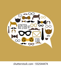 Pattern of hipster style on a brown background with text