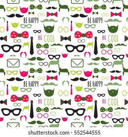 Pattern of hipster style on a white background with text