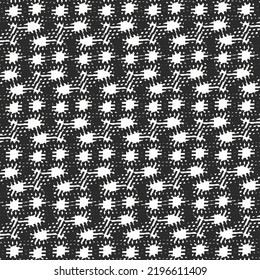 Patrón con agujeros en una tela áspera. Textura de malla abstracta. Antecedentes detectados. Gráficos en blanco y negro.