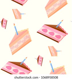 Pattern of holiday cakes on a gentle yellow background