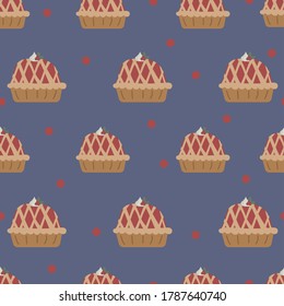 pattern with homemade pie and lingonberry berry