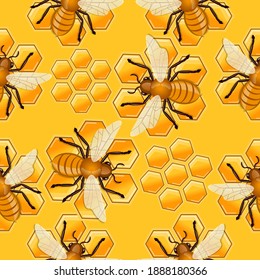 Pattern of honey bees. vector illustration. 