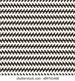 Pattern with horizontal jagged stripes in black and white. Abstract vector.