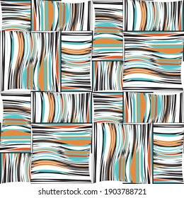 pattern with horizontal and vertical hand made colored lines
