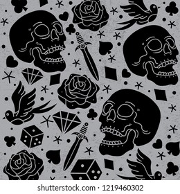 pattern horror tattoo vector, vector EPS 10