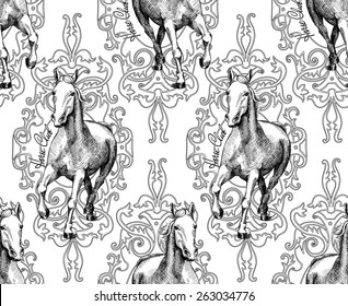 Pattern Horse Black & White Graphic