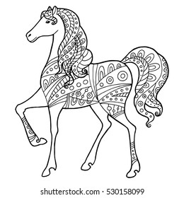 Pattern horse graphic abstract doodle black white illustration vector