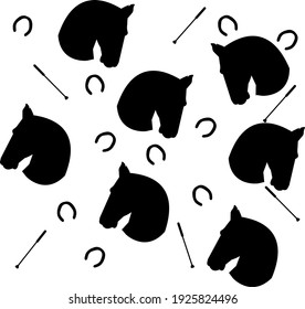 pattern of a horse, horseshoe and stick