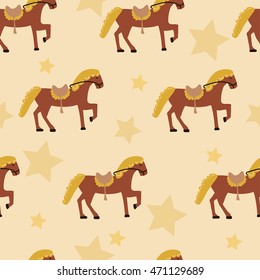 pattern horse on a yellow background.Vector illustration.