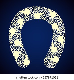 pattern horseshoes, monochrome, vector format