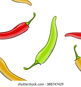 Pattern of hot chilli pepper. Red, yellow and green.