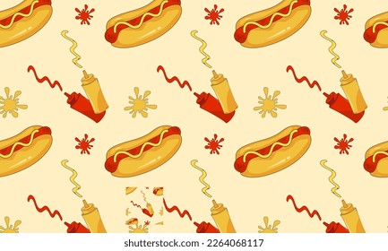 Pattern hot dog flat vector illustration