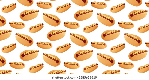 Pattern Hot-dog - Food in New York, bread and sausage, mustard