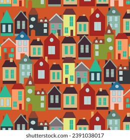 Pattern houses for patterns and prints. Colorful and different houses.