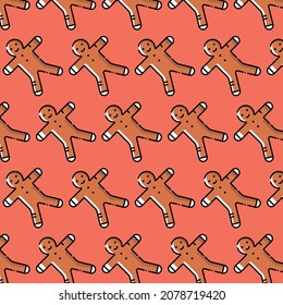 Pattern of human cookies. Can be used as a background. The concept of winter and New Year holidays.