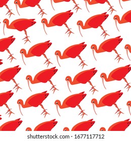 Patrón con carácter ibis. Ilustración vectorial. Para impresión, póster, textil, tarjetas, papel.