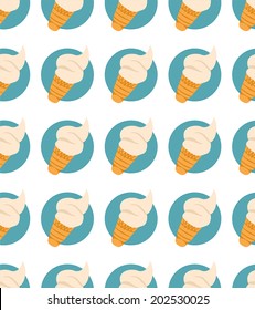 pattern with ice cream in blue circles