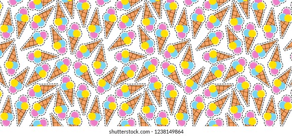 pattern with ice cream in bright color.
