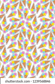 pattern with ice cream in bright color.