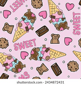 pattern ice cream cookies girl texture