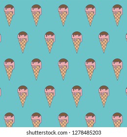 Pattern Ice cream on Pastel colour background, Vector