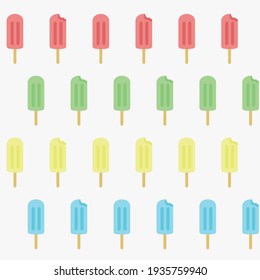 pattern with ice cream on white background, summer pattern, fresh, juicy