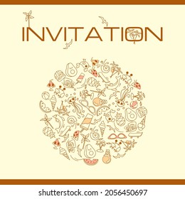 Pattern with ice cream, palms, dolphins, watermelons. Print for holiday poster, greeting card, cover, banner, invitation. Natural fashionable design.