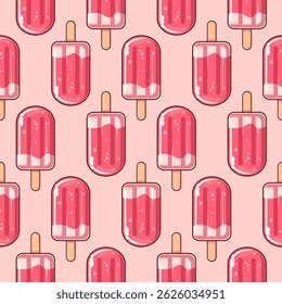 pattern of ice cream in stick kawaii character