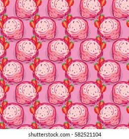 pattern ice cream Strawberry  drawing graphic  design objects
