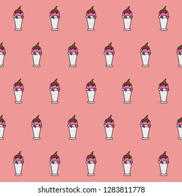 Pattern ice cream sundae on colour background, Vector