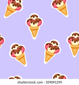 Pattern Ice Cream vector illustration eps 10. Background of texture strawberry and vanilla Ice Cream dessert.
