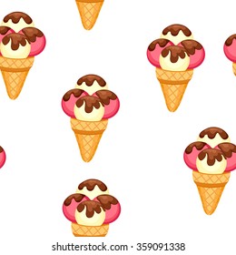 Pattern Ice Cream vector illustration eps 10. Background of texture strawberry and vanilla Ice Cream dessert.