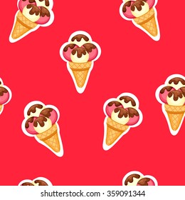 Pattern Ice Cream vector illustration eps 10. Background of texture strawberry and vanilla Ice Cream dessert.
