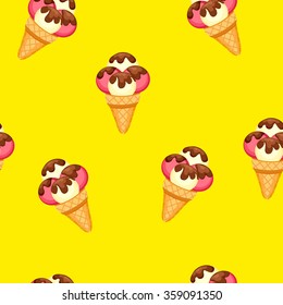 Pattern Ice Cream vector illustration eps 10. Background of texture strawberry and vanilla Ice Cream dessert.
