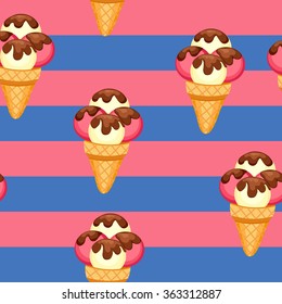 Pattern Ice Cream vector illustration eps 10. Background of texture strawberry and vanilla Ice Cream dessert.