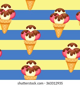Pattern Ice Cream vector illustration eps 10. Background of texture strawberry and vanilla Ice Cream dessert.