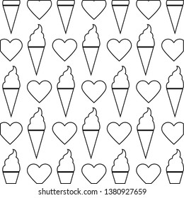 pattern of ice creams and cute hearts
