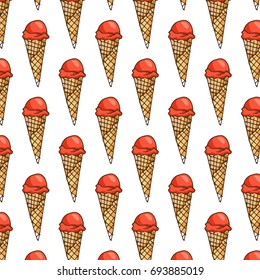 pattern with ice cream.Vector background.