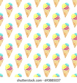 pattern with ice cream.Vector background.