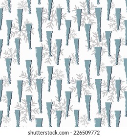 pattern with icicles and snowflakes, vector illustration