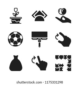 pattern icon. 9 pattern vector icons set. scraper, hand holding balloons and rotate icons for web and design about pattern theme