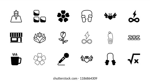 Pattern icon. collection of 18 pattern filled and outline icons such as mug, baby mitten, square root, heart angel wings, rose. editable pattern icons for web and mobile.