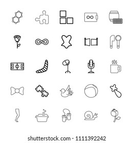 Pattern icon. collection of 25 pattern outline icons such as brick wall, boomerang, hair barrette, hair dryer, corset, rose, puzzle. editable pattern icons for web and mobile.