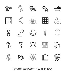Pattern icon. collection of 25 pattern outline icons such as field, gate, hair barrette, laundry, corset, rose, chess board, puzzle. editable pattern icons for web and mobile.