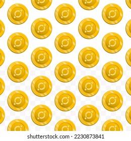 Pattern of Icon ICX coins on transparent background with mini doodle (icons) and gold color. Vector Illustration