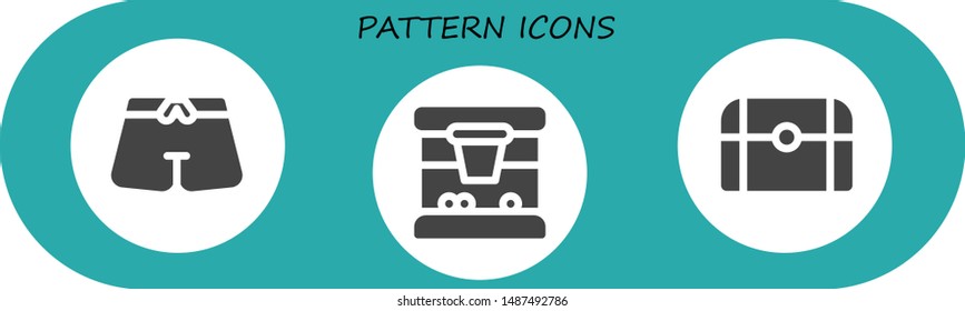 pattern icon set. 3 filled pattern icons.  Collection Of - Trunk, Basketball, Treasure