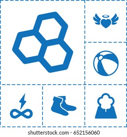 Pattern icon. set of 6 pattern filled icons such as beach ball, socks, heart angel wings, tree, endless battery